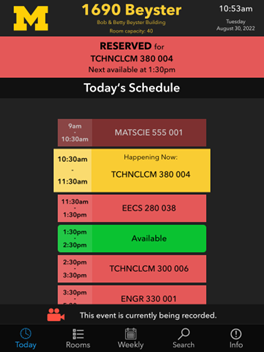 Classroom Schedule Screen